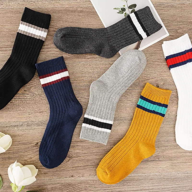 

Men's cotton socks with two bars sport basketball socks