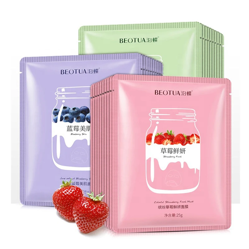 

OEM High Quality Blueberry Strawberry avocado milk extract moisturizing anti aging facial mask sheet for women