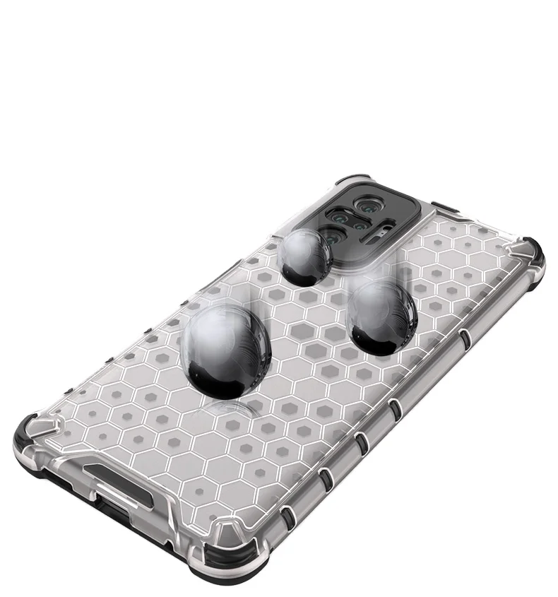 

Honeycomb Clear phone case For Xiaomi Redmi Note 10 Pro brand Shockproof TPU PC Cover Case For Redmi Note 10 4G/5 G