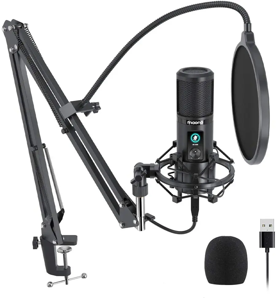 

RUIMEI INTELLIGENT Iron Desk Adjustable Shock Mount Arm Microphone Stand Table Mounting Clamp, Black