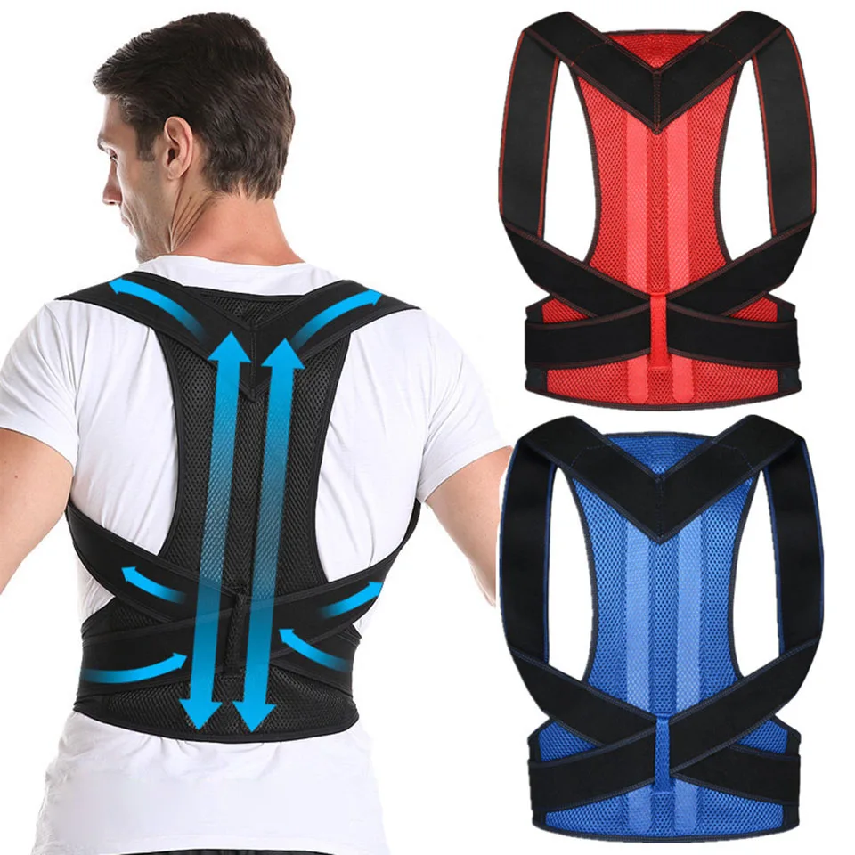 

Back Waist Posture Corrector Adjustable Adult Correction Belt Waist Trainer Shoulder Lumbar Brace Spine Support Belt Vest, Black