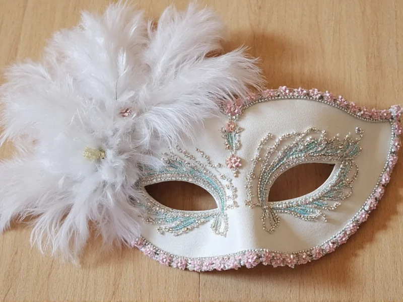 Layered feather and bead embellishment technique for masks