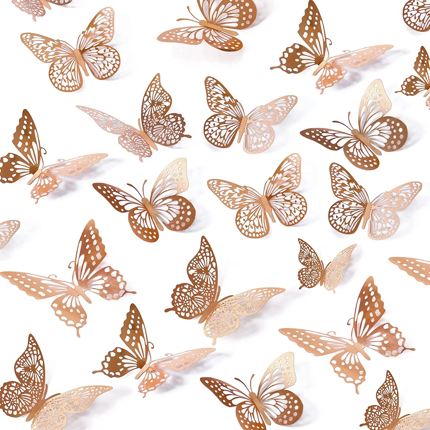 

12pcs Lot DIY Paper Flying Butterflies Wall Decals Home Wedding Decoration Party 3D Hollow Butterfly Mirror Wall Sticker Decor, Gold,rose gold,silver,blue,black(or custom)