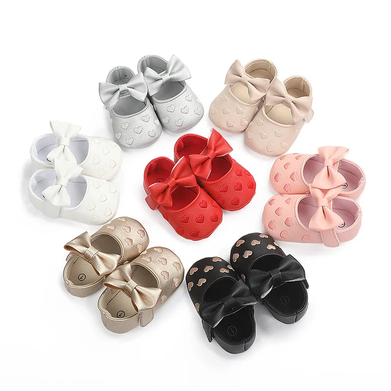 

China factory ready to ship wholesale cheap lovely heart baby shoes toddler infant shoes bow soft baby shoes, As pictures