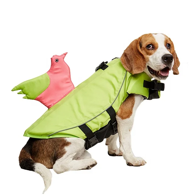 

wholesale dog life jacket float coat pet safety vest swimming seagull fin reflective pet dog swimsuit, Blue, green