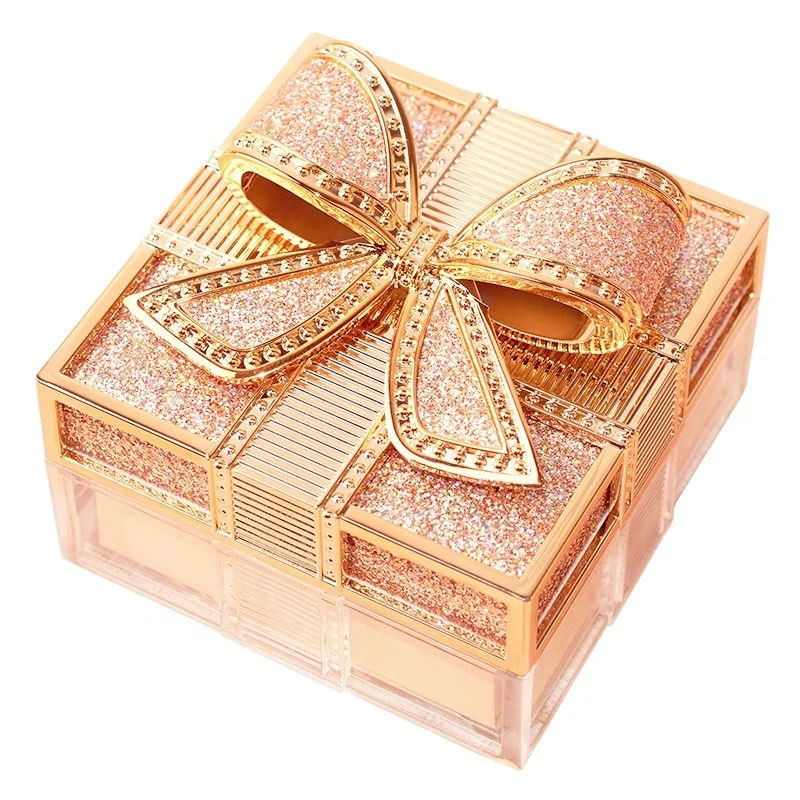 

Coloured gold bow silk feeling air powder refreshing oil control waterproof not easy to take off makeup setting loose powder, Multi-colors