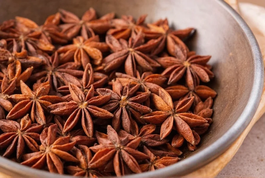 Star anise tea preparation with whole pods and cup