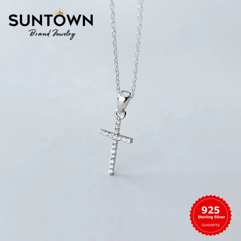 

Suntown Fashion Cadenas De Plata Collar Plata 925 Silver Jewelry 925 Sterling Silver Cross Chain Necklace Drop Shipping