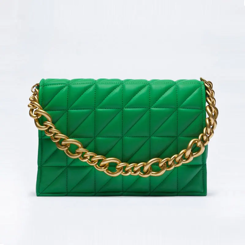 

Large square Quilted hand Bag, Trendy Designer Shoulder Bag for Women Chunky Chain Purse Quilted Purses and Handbags