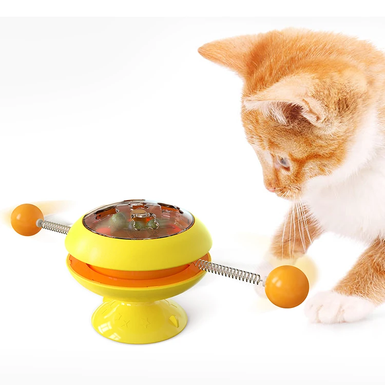 

Factory Supply Turntable Cat Toy Funny Cat Stick Gyro Ball Toy Plastic Cheap Interactive Cat Toys, Customized color