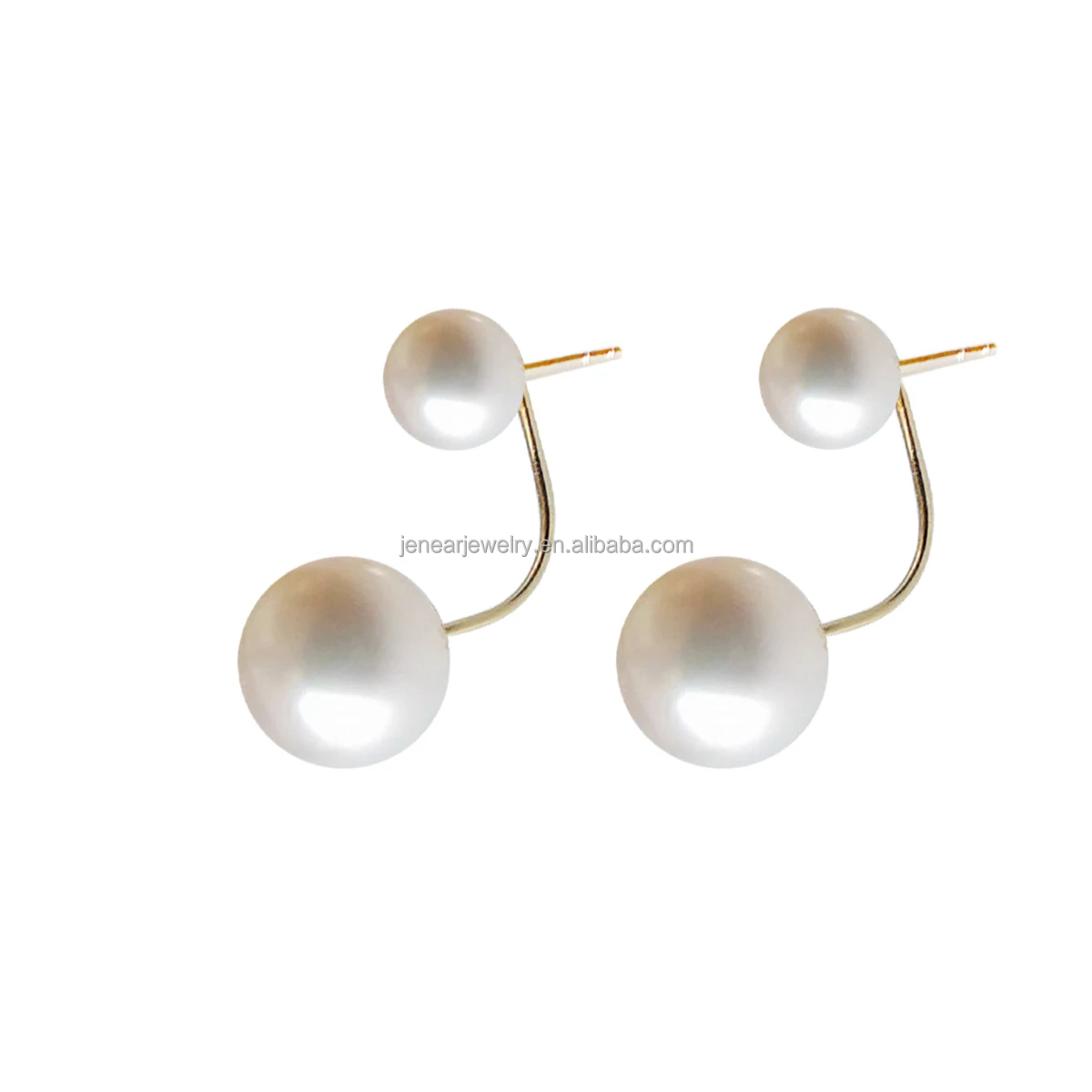 

Genuine solid yellow 18k gold earring natural pearl real gold freshwater pearl earring