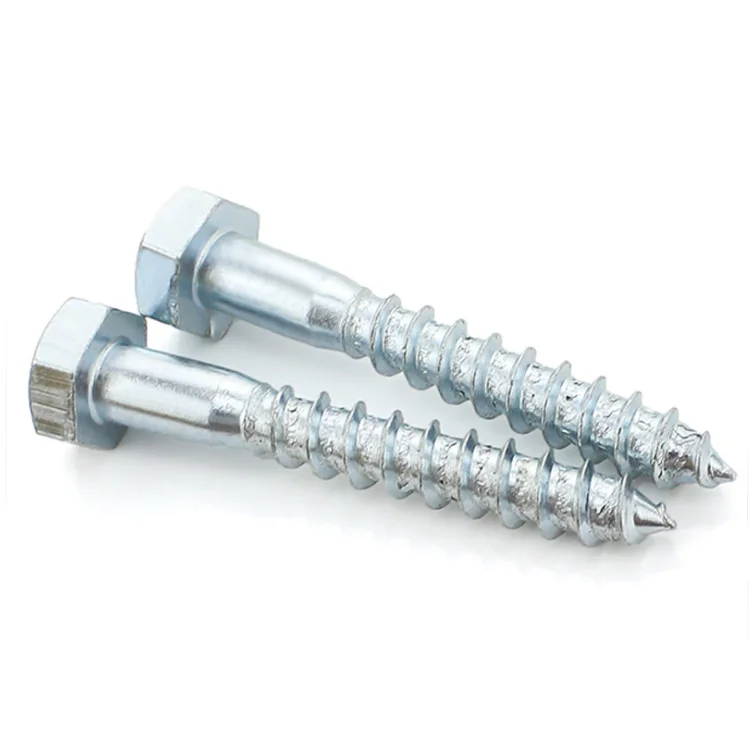 
factory direct DIN571 zinc plated hex head wood screw 