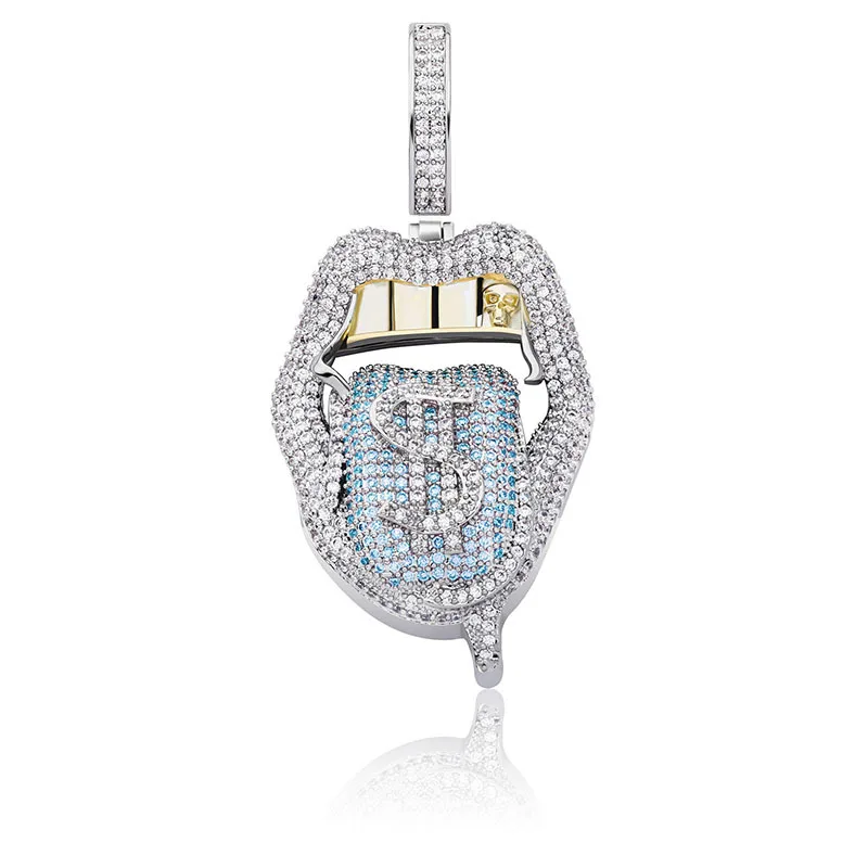 

Hot sale Necklace Jewelry Cubic Zirconia Tongue Pendant Tennis Chain Holloween Gift