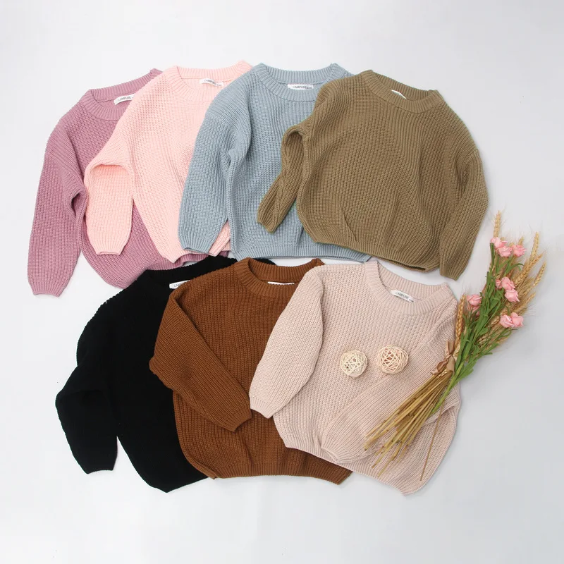 

2022 Kids Warm Winter Clothes 1 Pcs Logo Custom Jumper High Quality Cozy Pullover Plus Size Baby Girls Sweaters, Photo showed and customized color