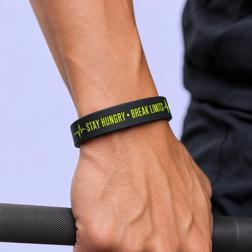 Athletic wristband worn on athletic wrist during gym training