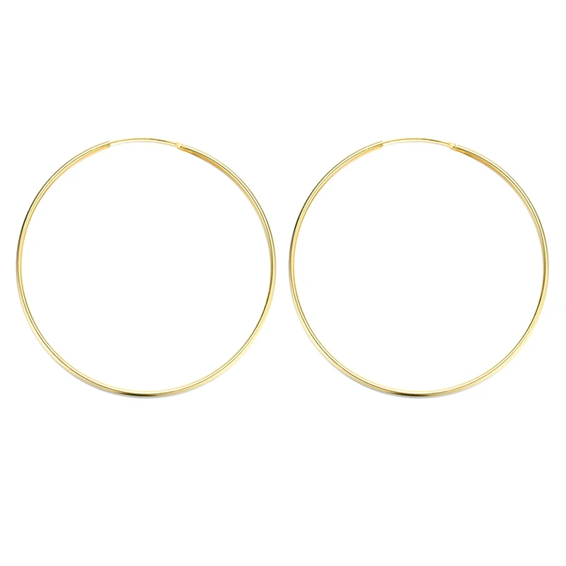 

INS 925 Sterling Silver Earrings Fashion Plain Huggies Earrings Small Large Circle Hoops Party Gifts, Gold, rhodium for choices