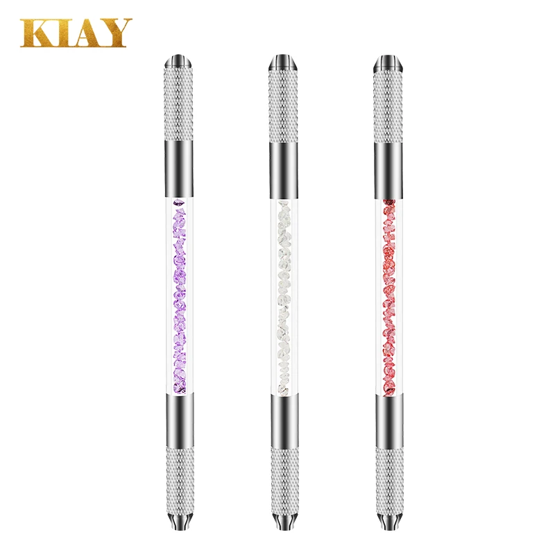 

Acrylic Double Heap Tattoo Blade Manual Pen Fog Eyebrow Microneedles Permanent Makeup Tattoo Manual Pen, Pink/purple /white