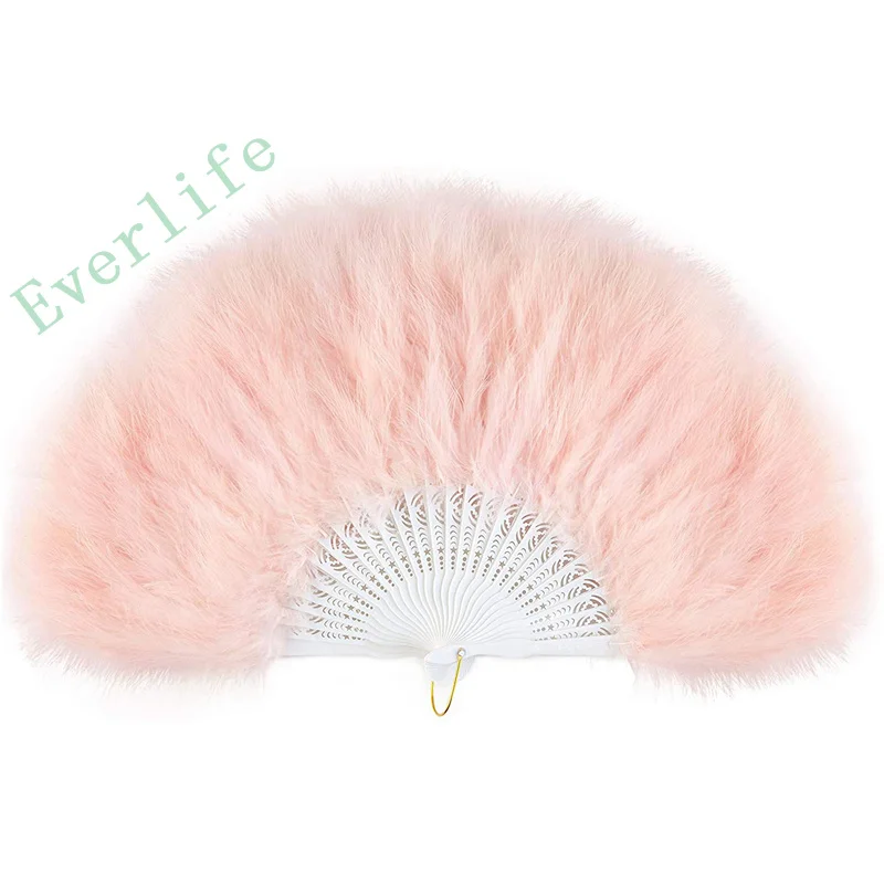 

Personalised Elegant fan hand stage performance Feather Multi-Color custom folding hand fan