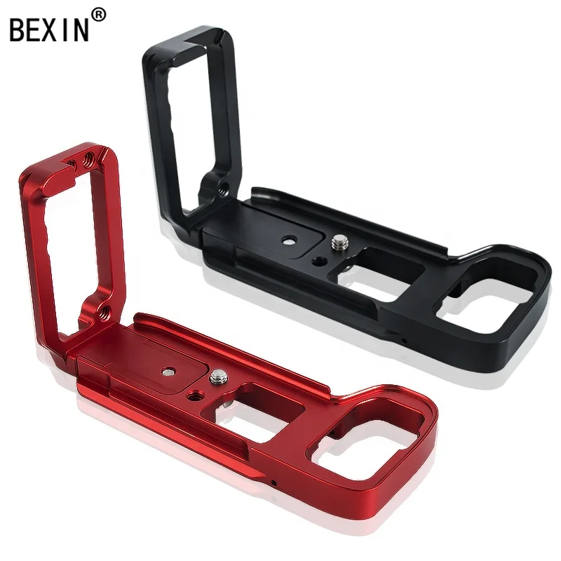 

BEXIN Professional Tripod Head Quick Release Plate Camera Base Adjust L Shaped Vertical Bracket for Sony Camera A7R3/A7M3/A7RIII, Black + red