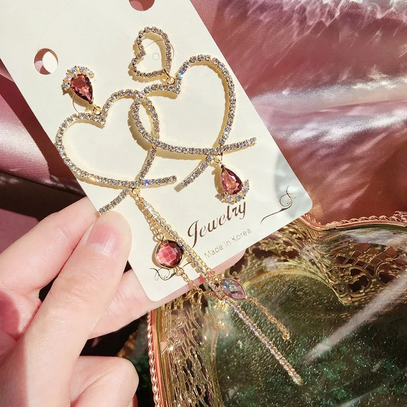 

Statement New Design Fashion Irregular Earrings For Women High-Quality Double Heart Long Drop Earring Jewelry For Women