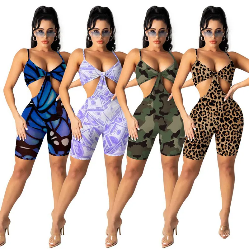 

FS4015A 2021 Hot sale sexy women club wear print Jumpsuits