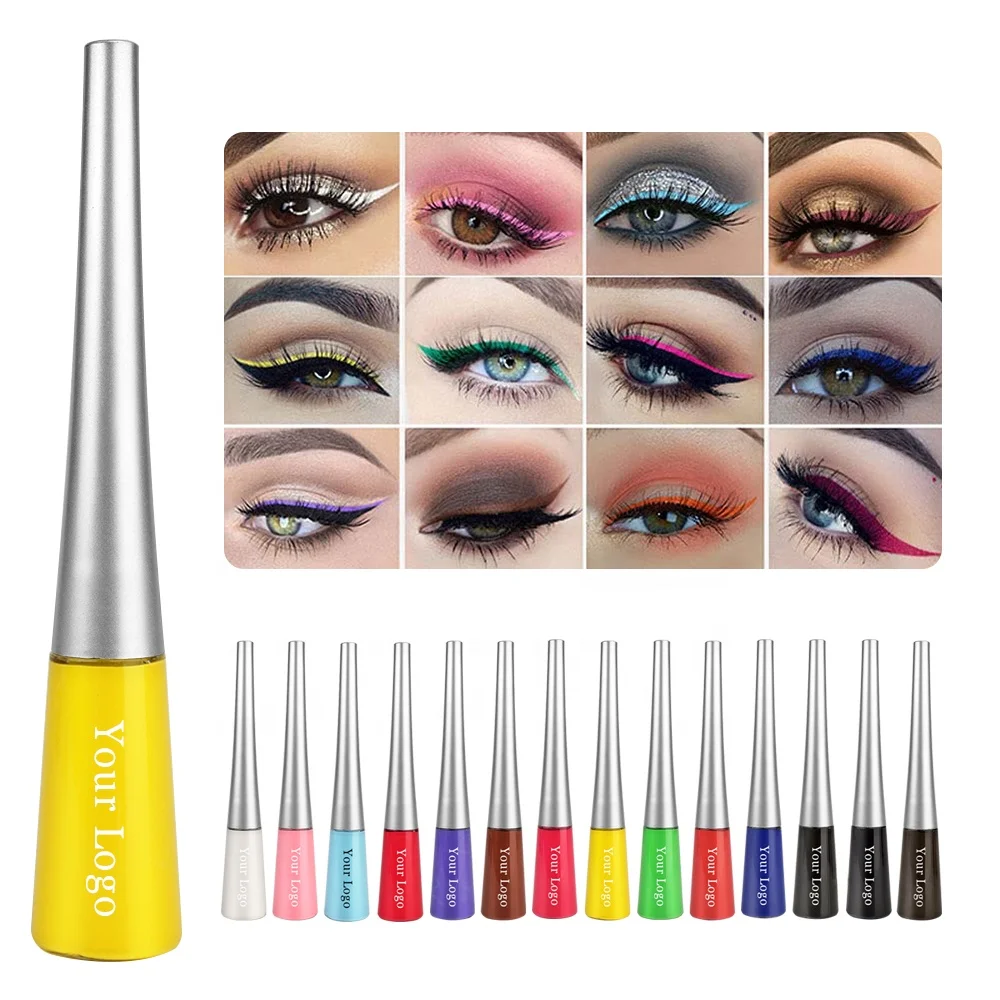 

Amazon hot selling private label 14 colors waterproof colorful liquid eye liner for make up, 14 colors for a set