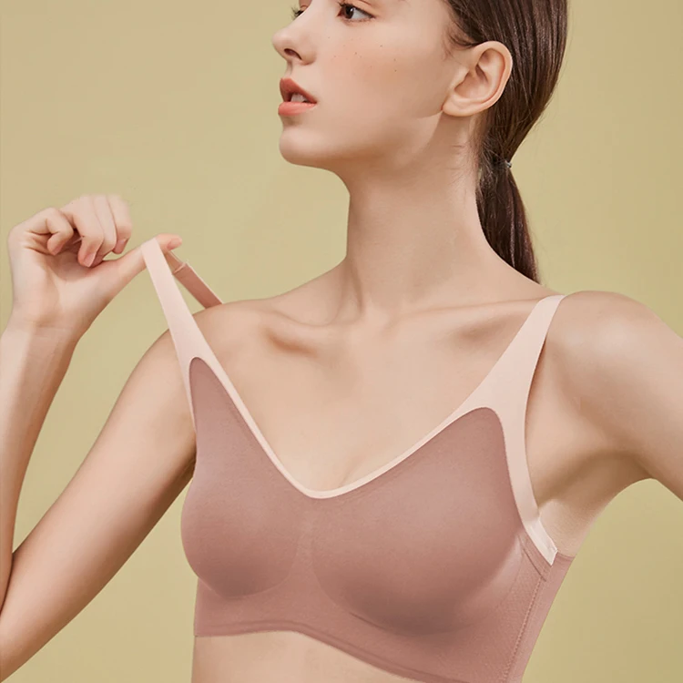 

Wholesale One Piece Brassiere Women Comfortable Triangle Wireless Push Up Bra Underwear Seamless Sport Bra for Women