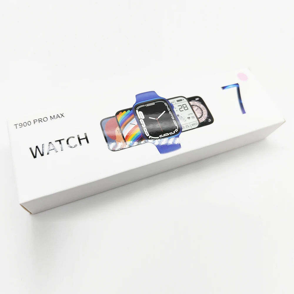 

New Arrivals IWO 7 Smart Watch T900 Pro Max Series 7 BT Call Full Touch Fitness Tracker Reloj Intelligente, Black white blue pink red green