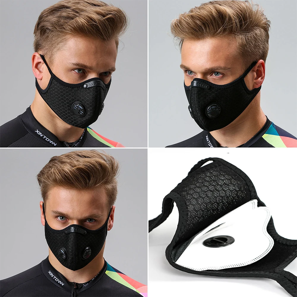 
TENNEIGHT Sports Washable Running Training Fishing Pm 2.5 Activated Carbon Filter Cotton Face Mask 