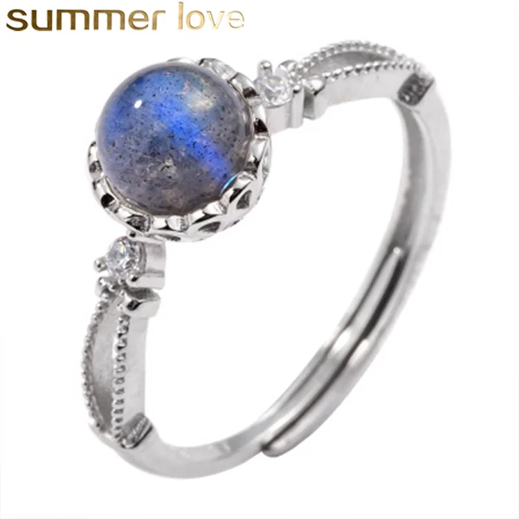 

Wholesale Lots Bulk Bagues Sweet Girlfriend Gift Moonstone Ring  Rings for Women 925 Sterling Silver Fine Jewelry