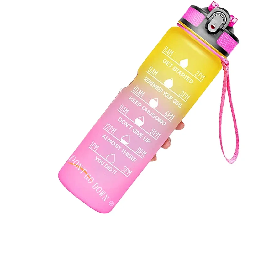 

custom logo motivational fitness big sport plastic water bottle with time marker, Customized color acceptable