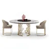 Round dining table with rotating centre solid wood Neoclassical Oriental style kitchen tables
