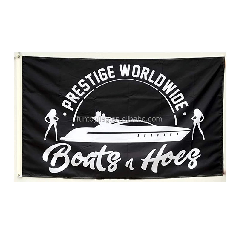 ENMOON Prestige Worldwide Flag Boats and Hoes Banner 3x5ft, Anti-Fade Poly，150D Premium Quality Wall Banner with Two Brass Grommets Banner Vibrant Colors