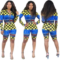 

Foreign jumpsuit shorts of women sexy print zipper biker jumpsuit custom printing jumpsuit