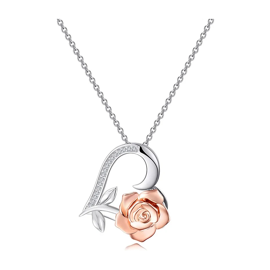 

Rose Valley Roseflower Necklace Hot Selling Jewelry Pendant Rose Gold plated Two Tone Jewel Fashion Gift For Lover RSN039