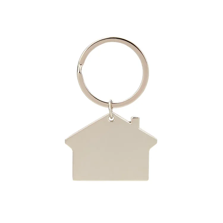 

Simple Double-Sided Blank Zinc Alloy Keychain House-Shaped Metal Key Ring, Picture