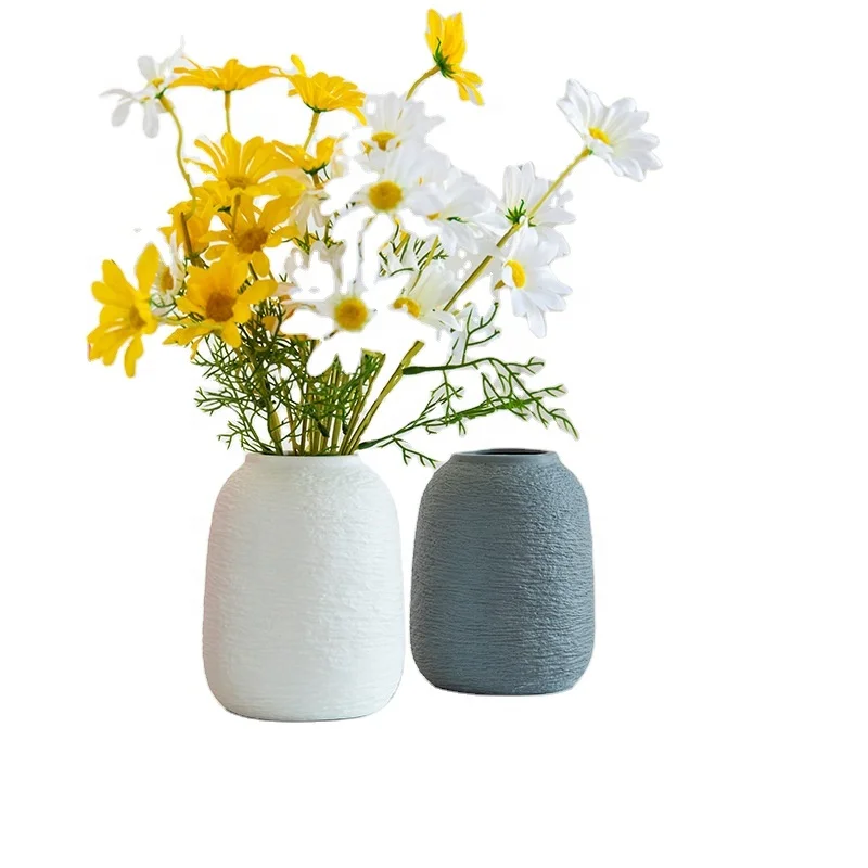 

Amazon Hot Sale White Grey Flower Vase Home Decor Tabletop Vases Decor Flower Pot Ceramic Flower Container