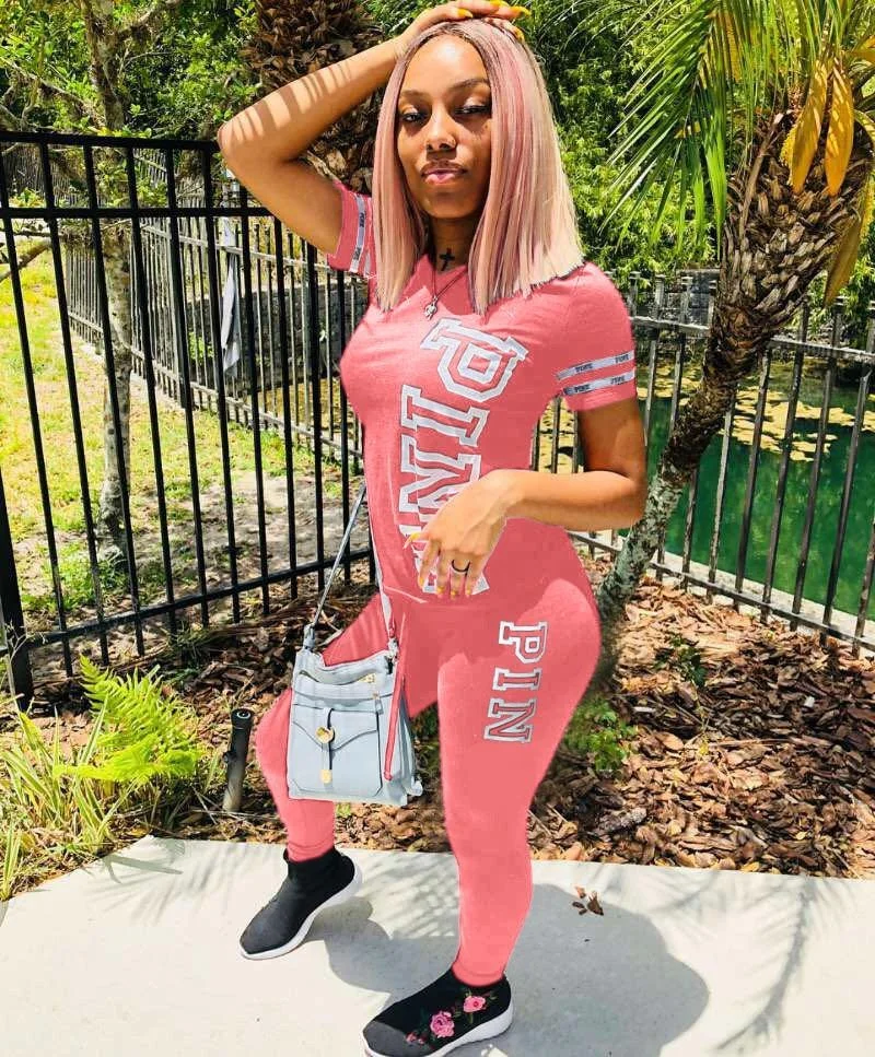 

Women Plus Size Jogger Tracksuit Workout Two Piece Set Women Clothing in Stock, Pink,black,blue