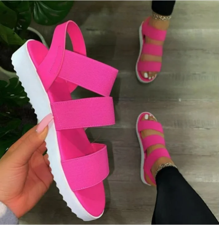 

New Arrivals 2021 Trendy Plus Size Design Summer Sandy Beach Flat Platform Sandals Women