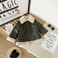 

High Quality Factory Wholesale Cheap RTS Kids Leather Jackets with Fleece Baby Boy Winter Jacket