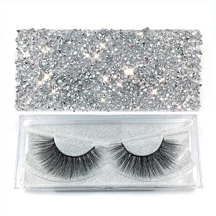

Wholesale Eyelashes Boxes With Diamond Empty Plastic Acrylic Eyelash Packaging Boxes Accept Custom Packaging With Private Logo, Natural black