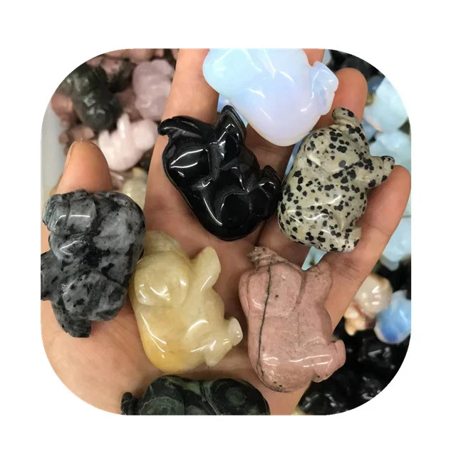 

New arrivals 2inch heal Crystal Crafts natur mixed quartz crystal carved pigs for Easter gift