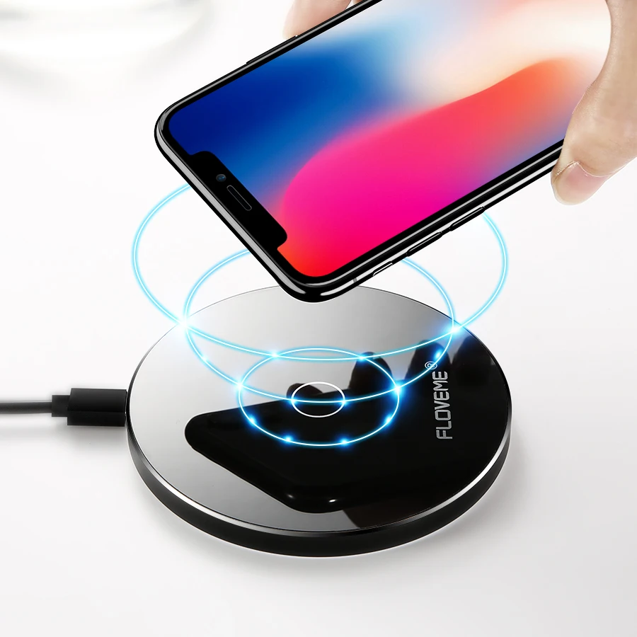 

FLOVEME Free Shipping Portable travel qi wireless desk charger wireless charger dock ultra thin wireless charger, Black/sliver
