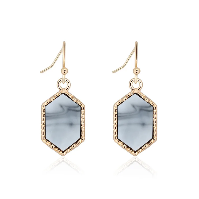 

New Hexagon Multicolor Zinc Alloy Trendy Women Stone Crystal Cluster Fashion Jewelry Pendant Dangle Drop Earrings For Women