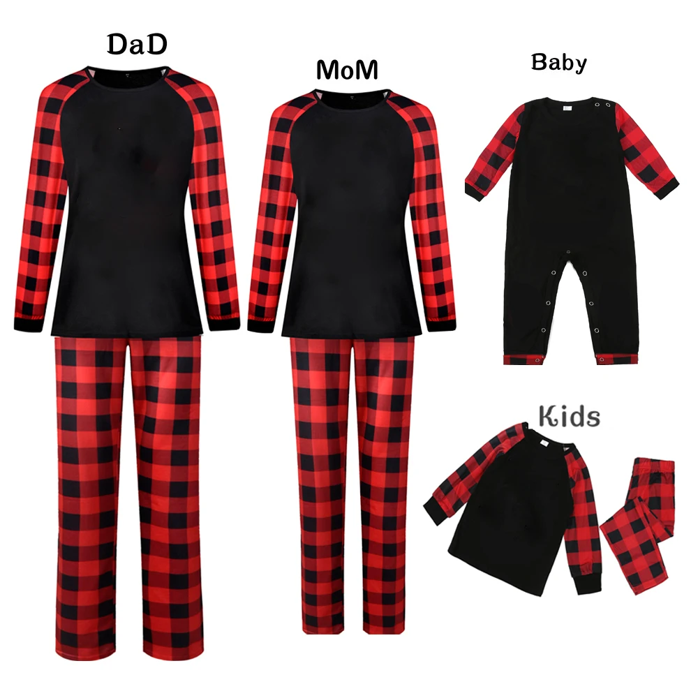 

Black Color Christmas 2021 Pyjamas Women`s Sleepwear Pajamas Matching Family DIY Blanks Christmas Pajamas, Plaid