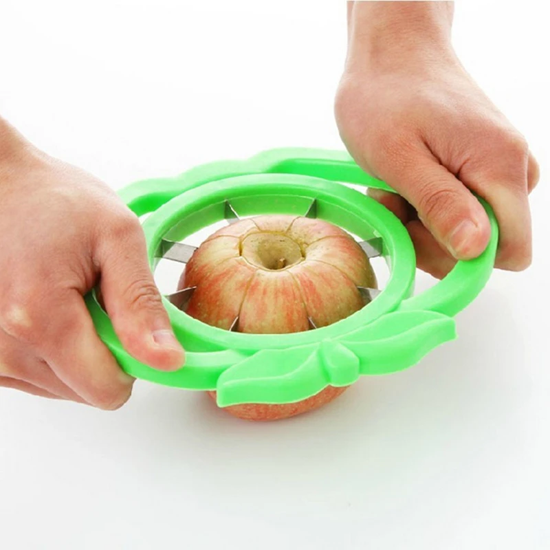 

Hot Sale Kitchen Apple Slicer Corer Cutter Pear Fruit Divider Tool Comfort Handle for Kitchen Apple Peeler, Green