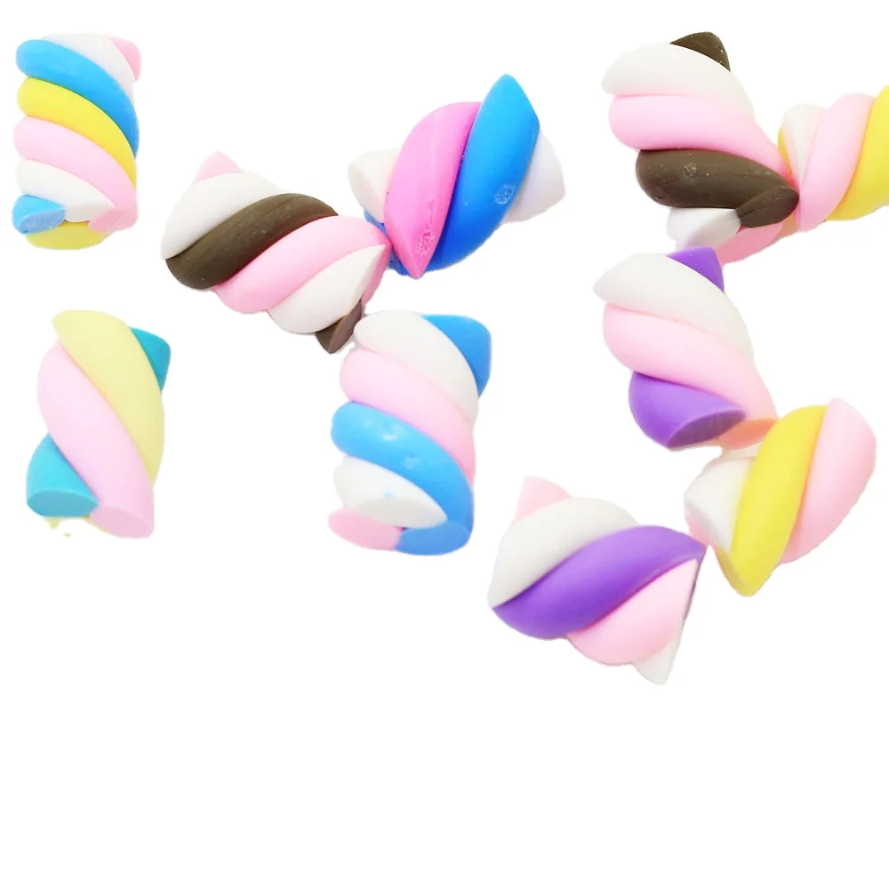 

100pcs/Lot Cotton Candy Cabochons Miniature Marshmallow Diy Food Jewelry Accessories Colorful Ornament 3D Cube Dolls