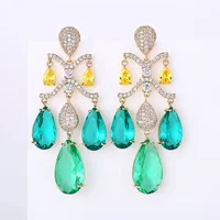 

Luxury Jewelry AAA Cubic Zircon Multi Color Geometry Shape Drop Earrings for Women