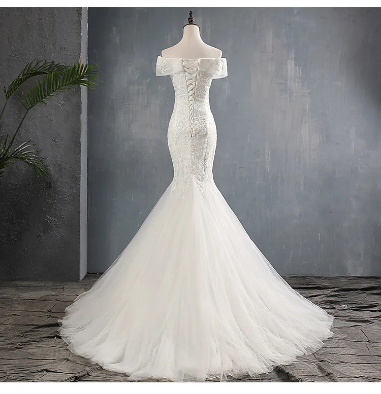 Fish Tail Wedding Dresses 2019 Sexy V-neck Court Train Lace Up Luxury ...