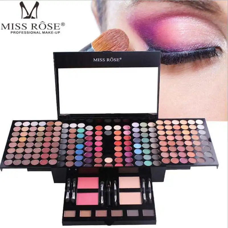 

MISS ROSE 180 colors matte nude shimmer eye shadow palette makeup set with brush mirror Shrink professional eyeshadow